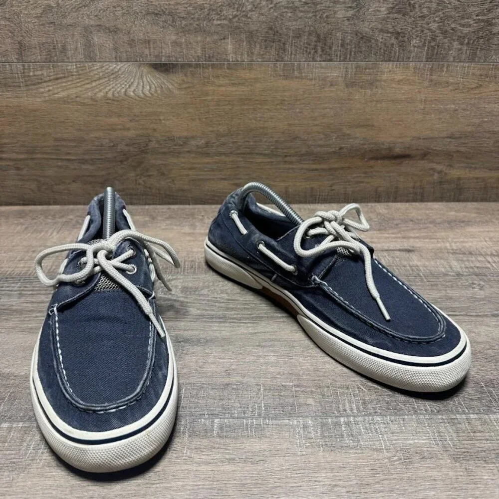 Sperry Bahama II Blue Canvas Boat Shoe Men's Size 9